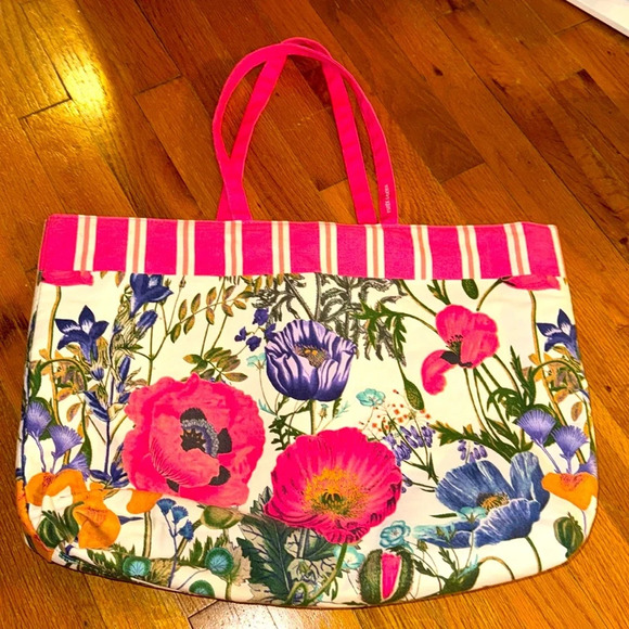 ESTEE LAUDER Cosmetics Skincare/Makeup Cotton Large Floral Colorful Tote Bag - Picture 1 of 11